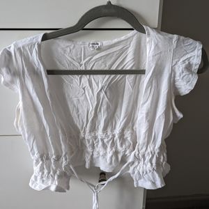 Garage Tie Front White Top